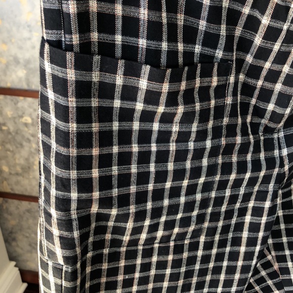 ZARA BASIC plaid print wide leg cropped pants - black & Ivory (Sz. Small) - Picture 4 of 8